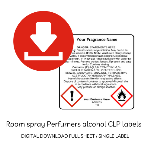 Room Spray - Perfumers alcohol PDF digital download CLP Labels