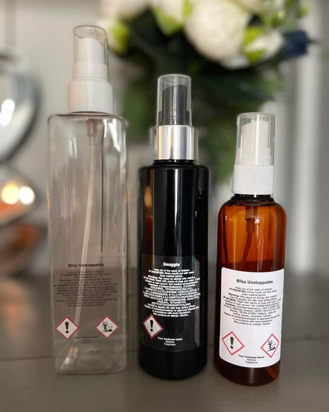 Transparent Room Spray CLP labels - Perfumers alcohol