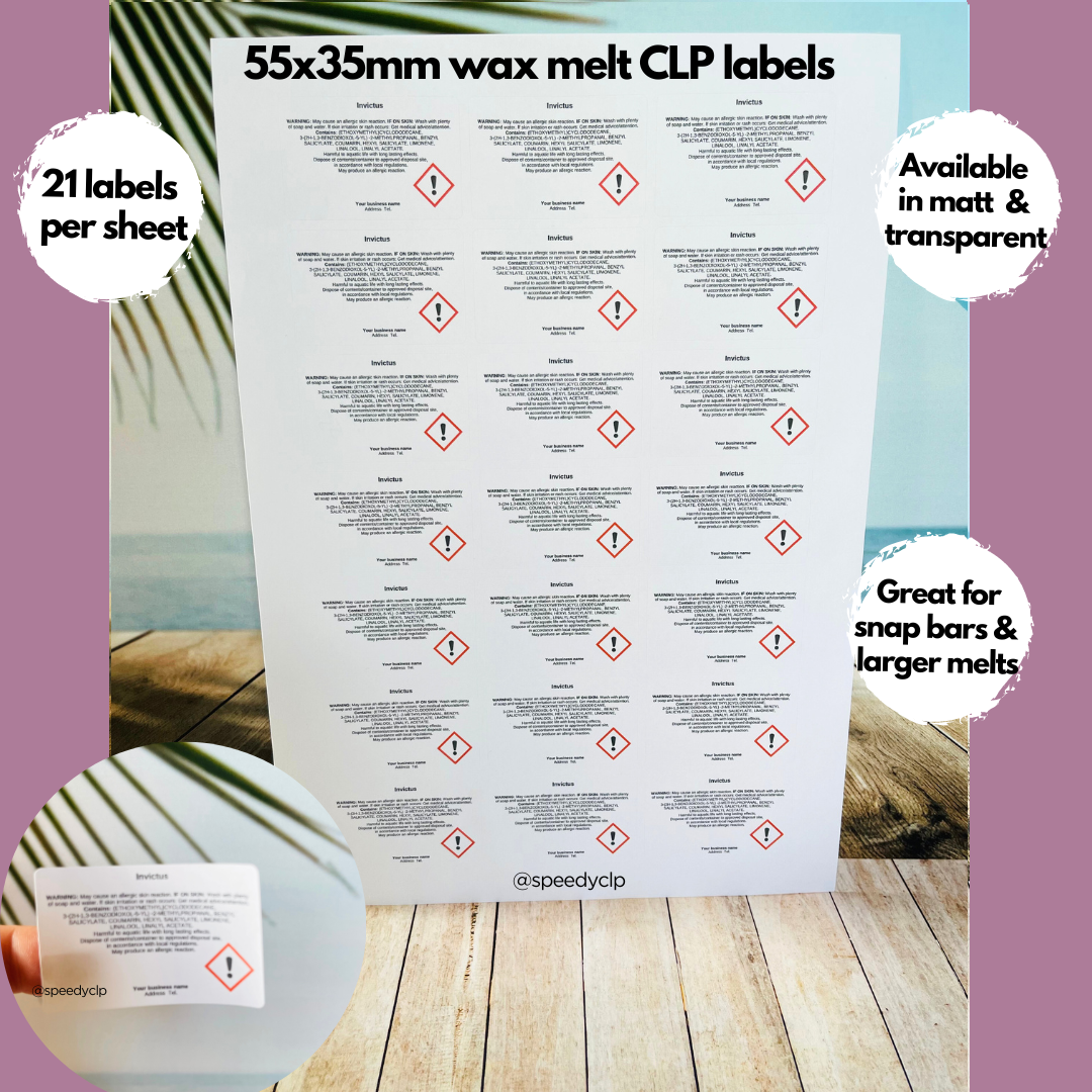 Wax Melt CLP labels