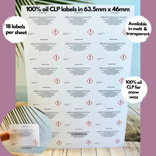 100% fragrance CLP labels for snow wax