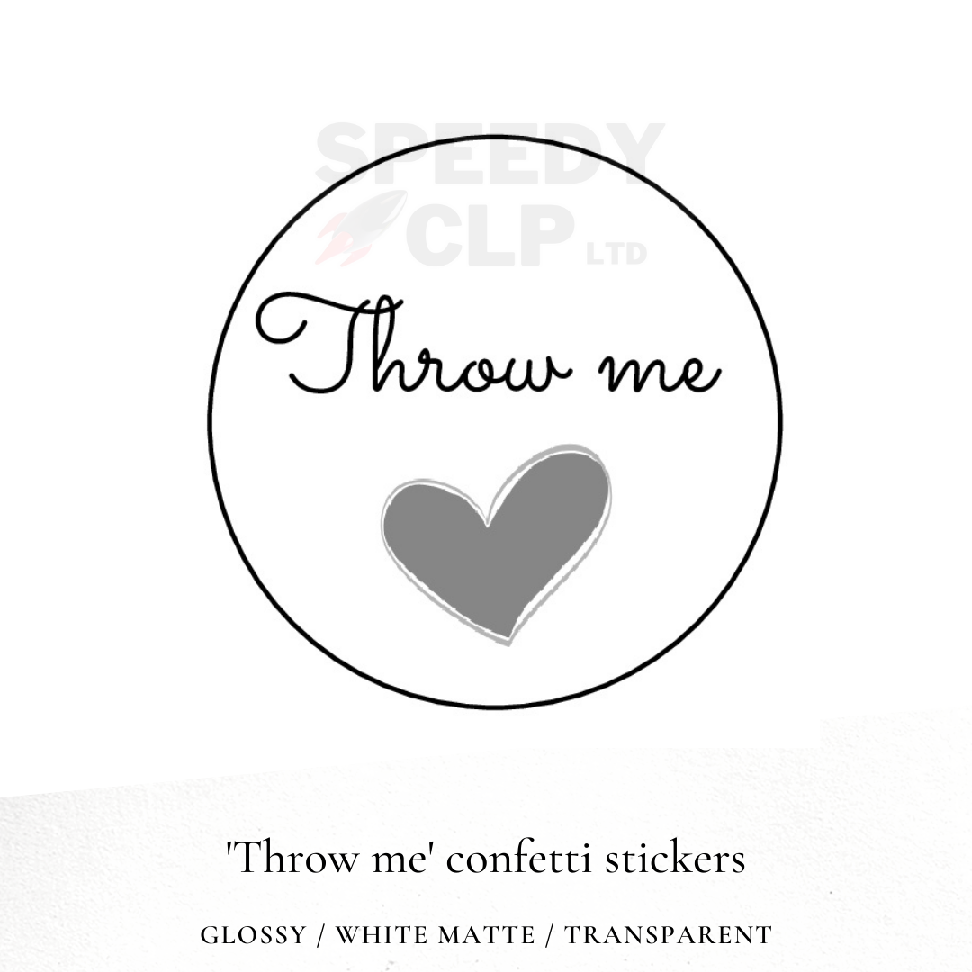'Throw me' Confetti wedding day stickers