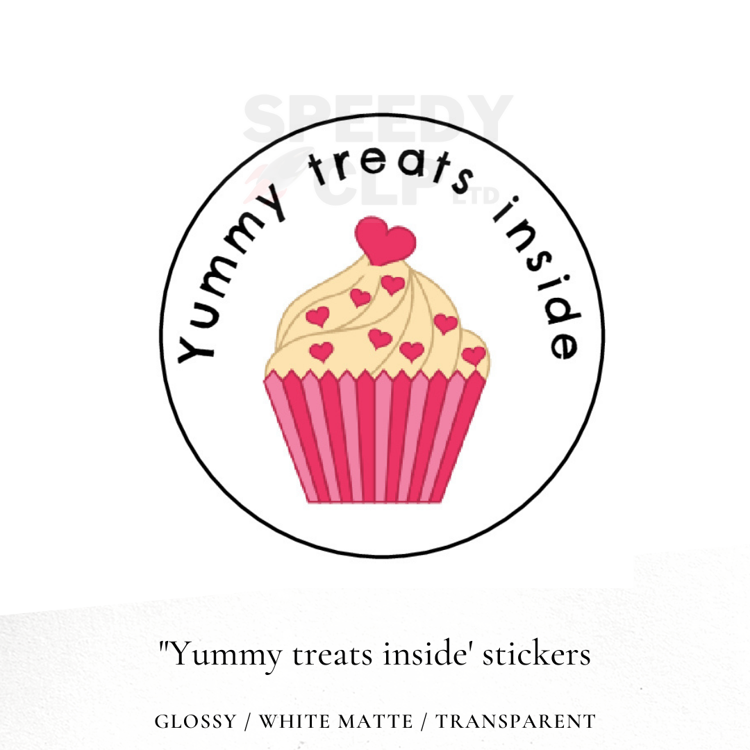 'Yummy treats inside' bakery business stickers
