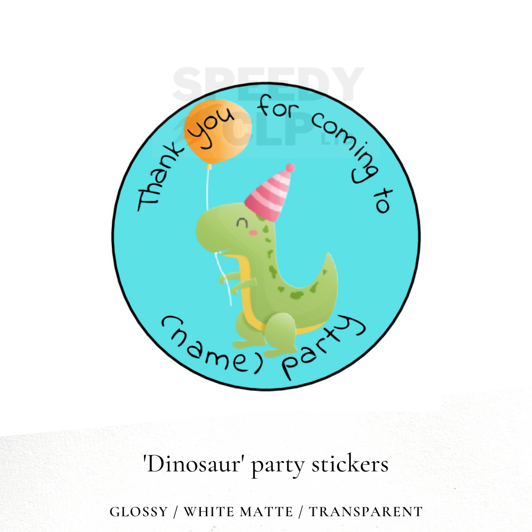 Dinosaur birthday party stickers