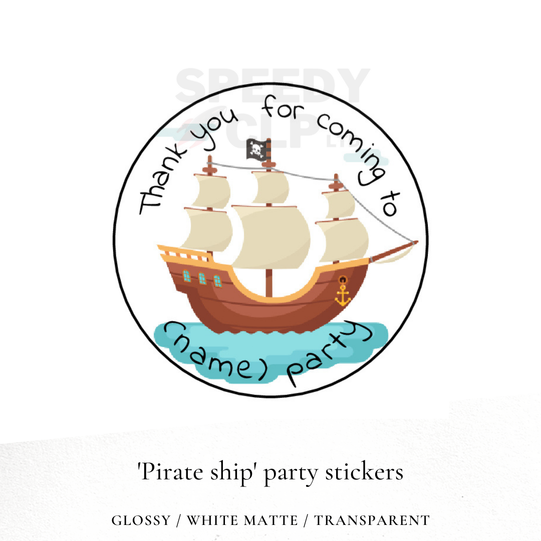 Pirate Ship birthday party stickers