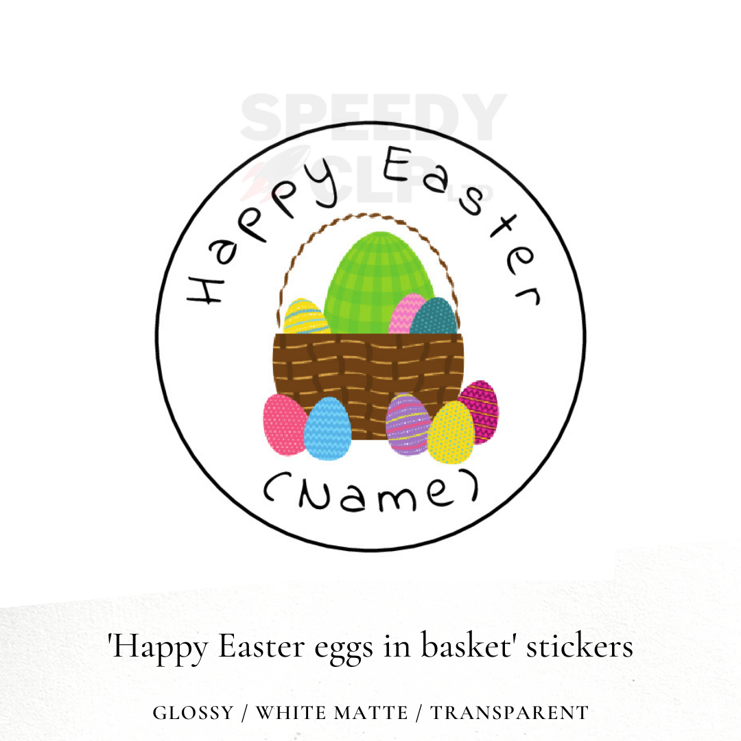 Customisable 'Happy Easter' eggs stickers