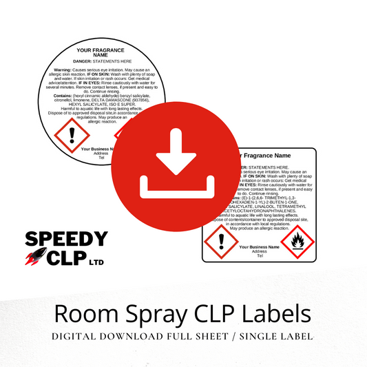 Room Spray - Non Hazardous base PDF digital download CLP Labels