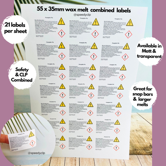 Wax Melt combined CLP/Safety advice labels