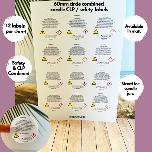 Candle Combined CLP & Safety advice labels
