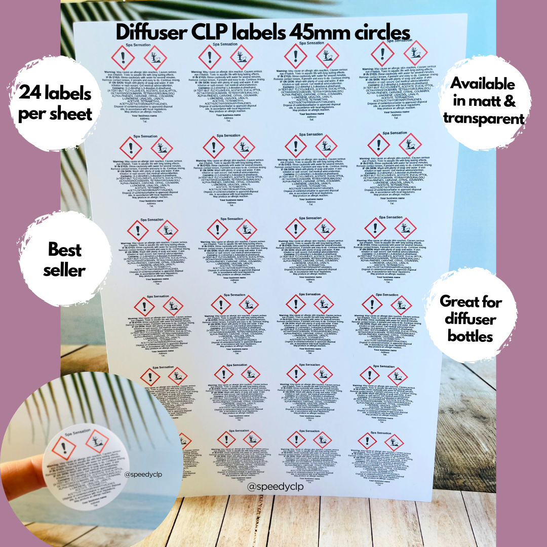 Diffuser in non hazardous base CLP labels