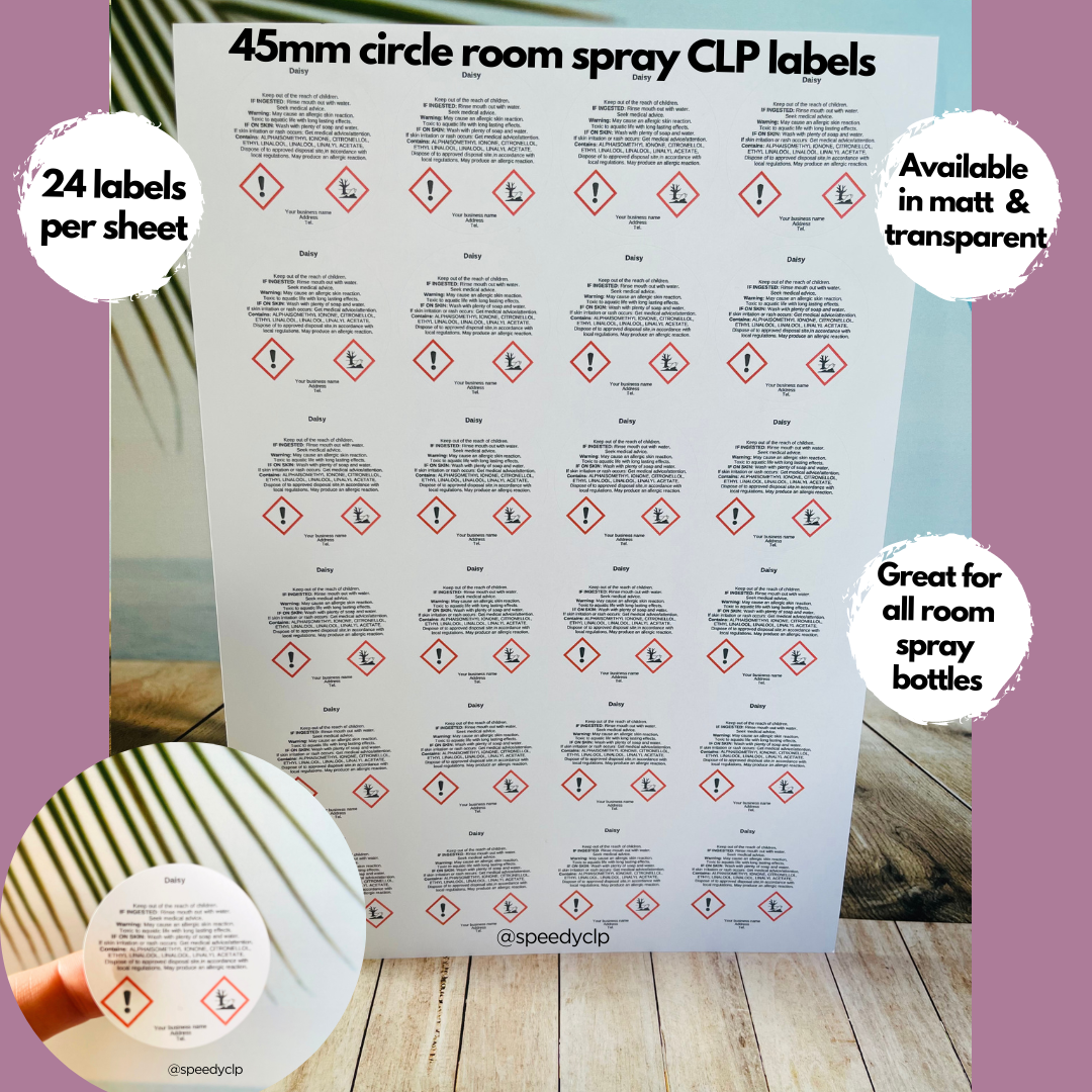 Room Spray CLP labels - Perfumers alcohol