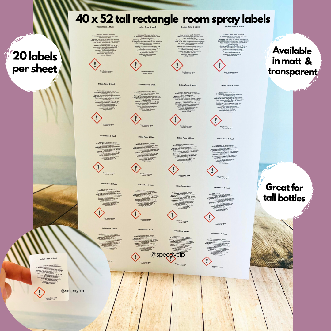 Room 3 Label Room Spray CLP labels - Perfumers alcohol – Speedy CLP