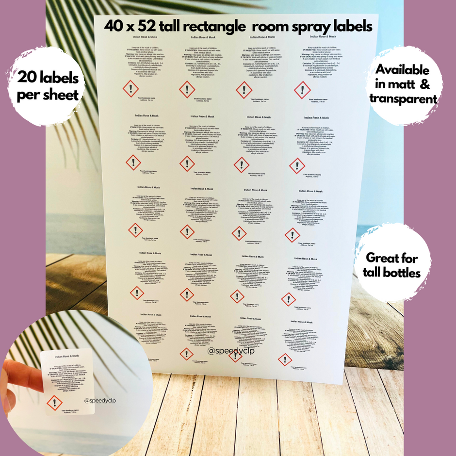 Room spray CLP labels Speedy CLP Ltd