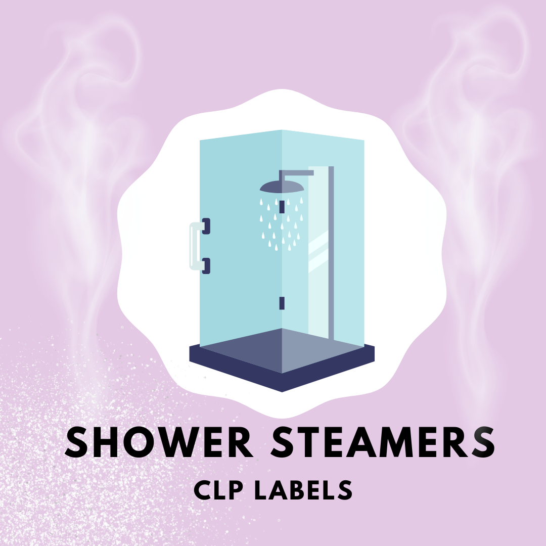 Transparent Shower steamers CLP labels