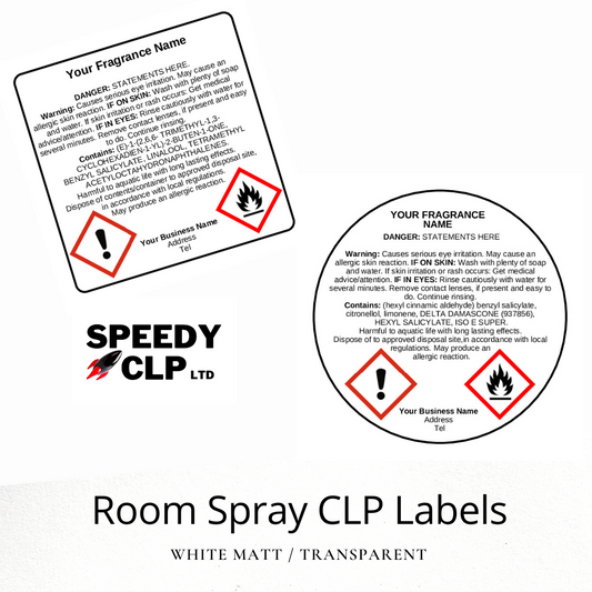 Pure Scented ready made Transparent Room Spray CLP labels