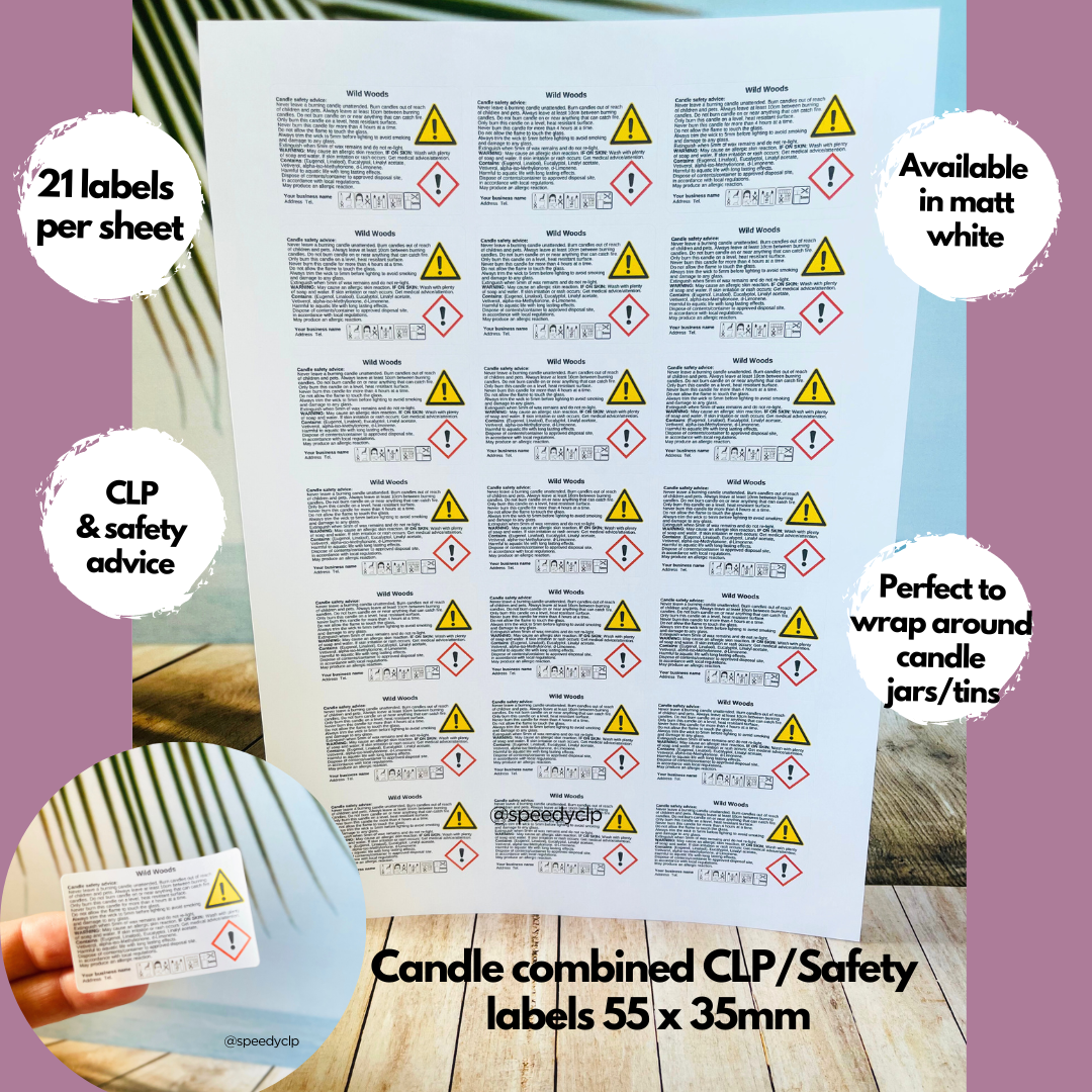 Candle Combined CLP & Safety advice labels
