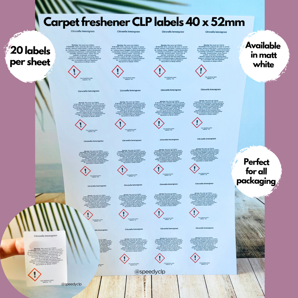 Carpet Freshener CLP labels – Speedy CLP