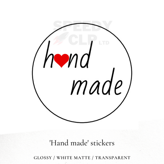 'Hand made' business stickers