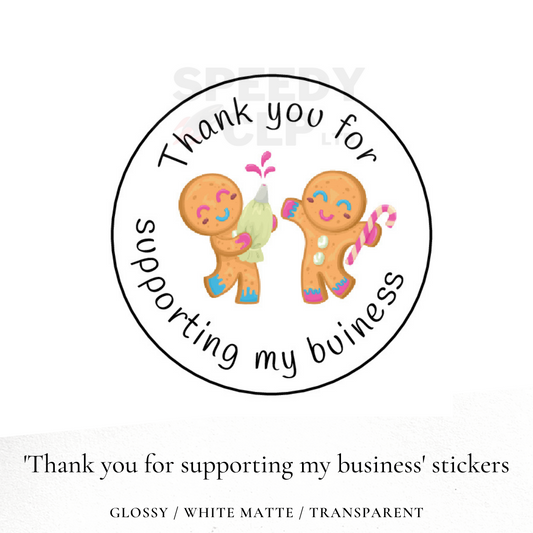 'Thank you for supporting my business gingerbread' bakery business stickers