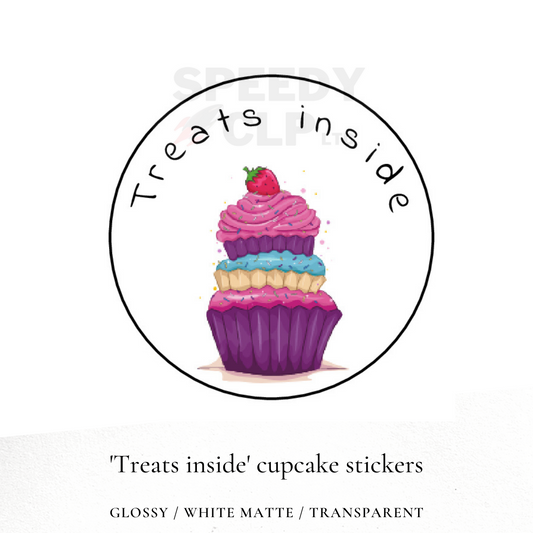 'Treats inside' cupcake bakery business stickers