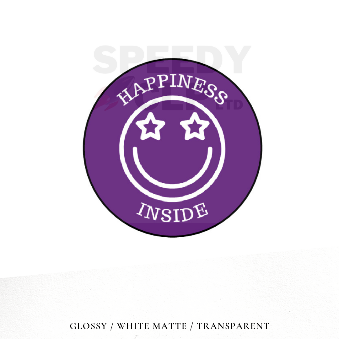 Happiness inside packaging stickers