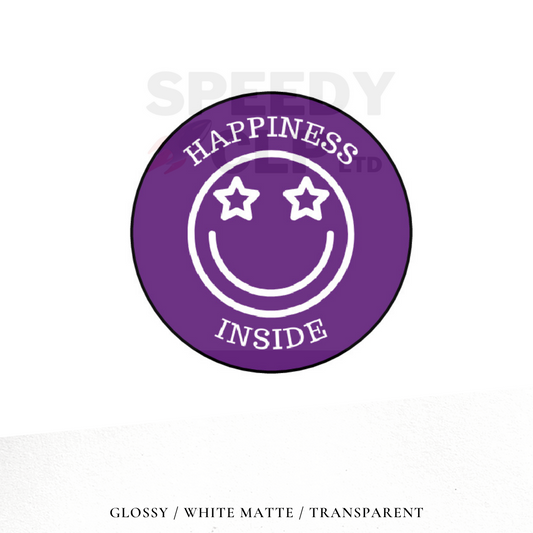 Happiness inside packaging stickers