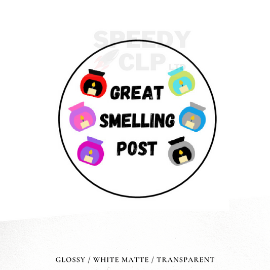 Great smelling post packaging stickers