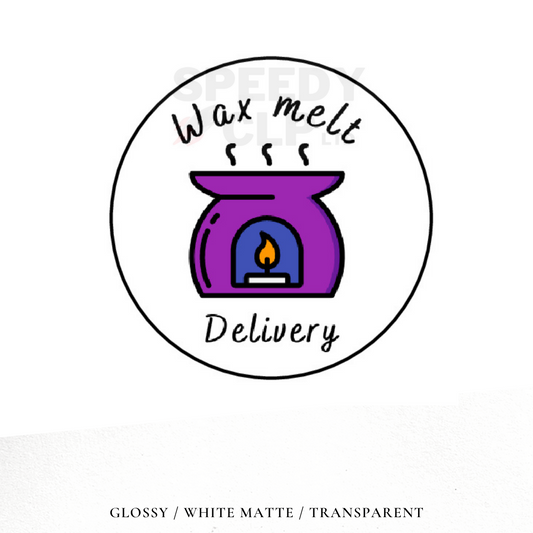Wax melt delivery packaging stickers