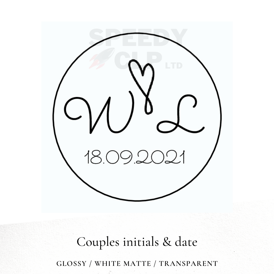 Initials and date wedding day stickers