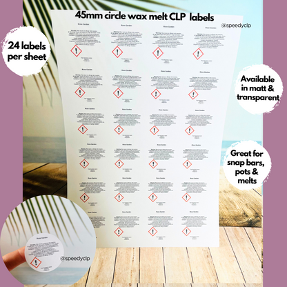 Wax Melt CLP labels
