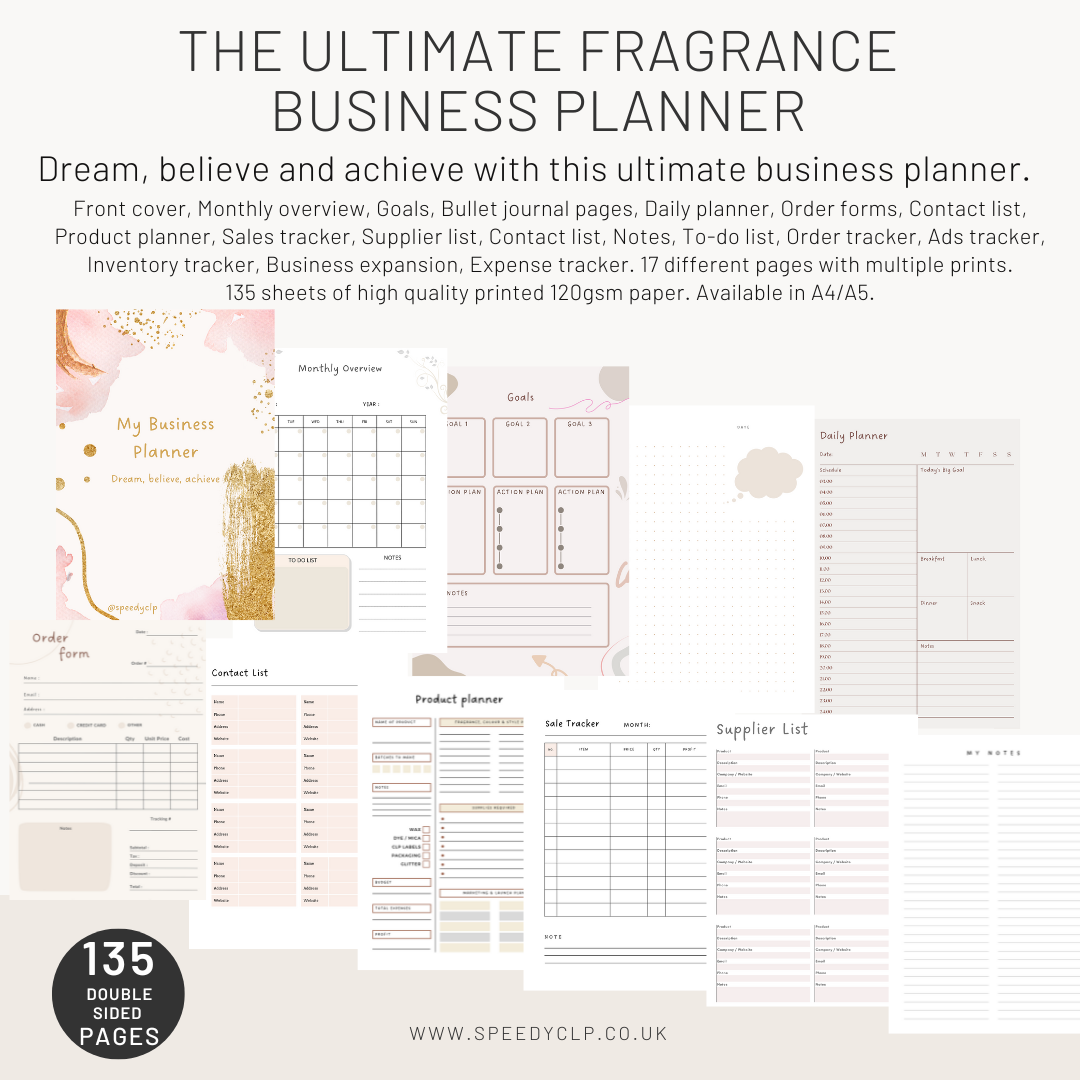 **DIGITAL DOWNLOAD PRINTABLE PDF** Ultimate Fragrance Business planner