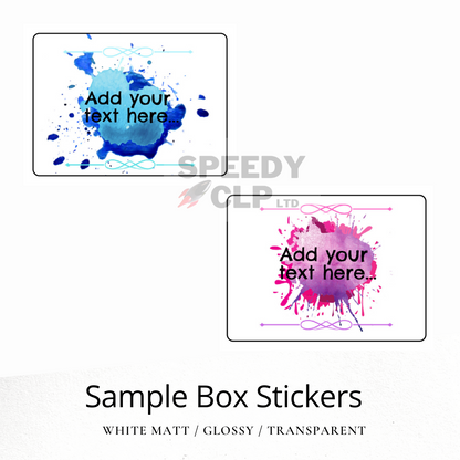 Sample box stickers